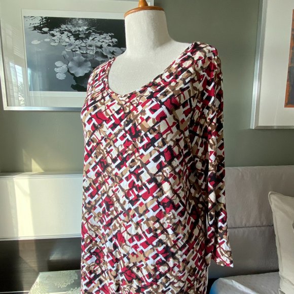 - J. Jill Loose Blouse Printed 3/4 Sleeved Top Stretchy Flowy SMALL     - J49 - Picture 3 of 7